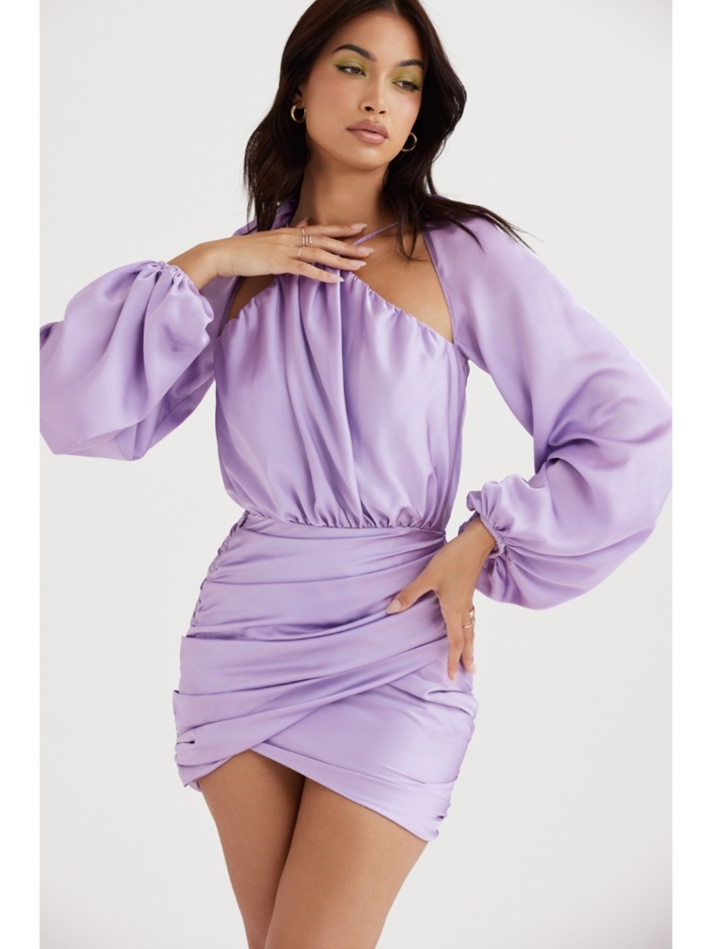 NEW House of CB Kate Satin Mini Dress Lilac Orchid Medium